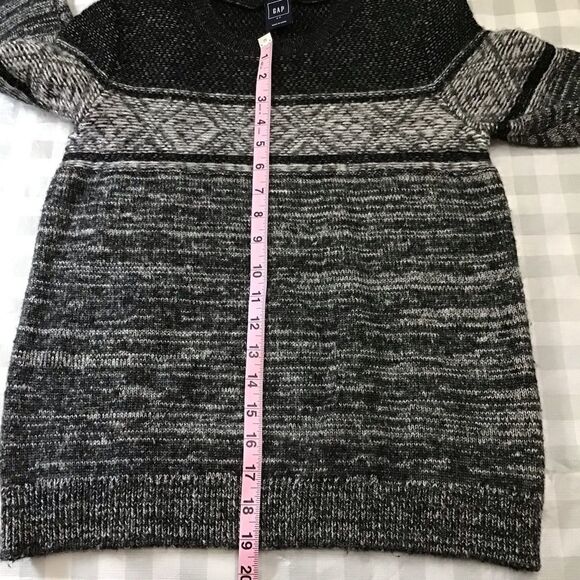 GAP knit sweater fair isle warm grey black fall winter wool blend small petite - Picture 8 of 12